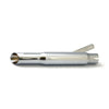 Shorty slash cut universal muffler16" long chrome - 1 3/4" and 1-1/2" diameter headers.