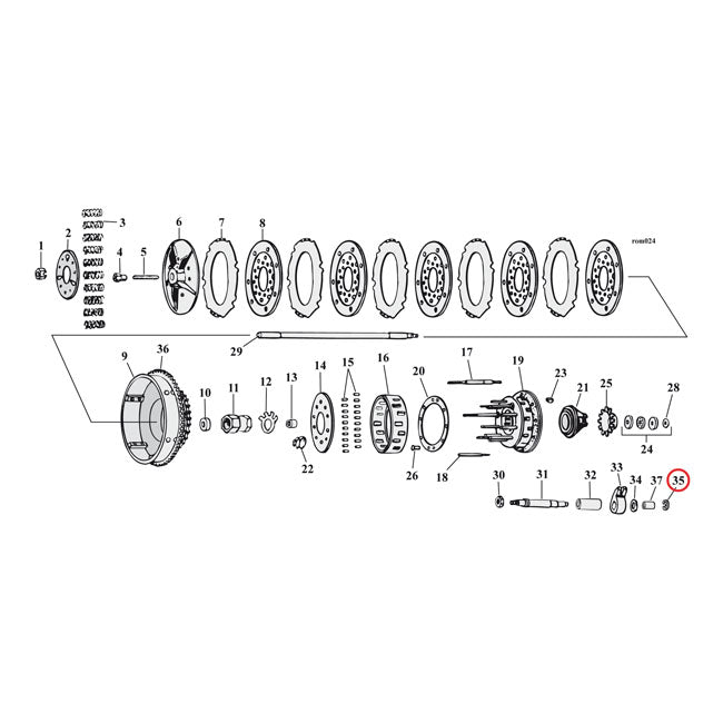 Retaining ring, clutch release finger shaft - 70-86 4-speed B.T.