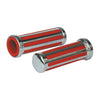 Handlebar grip set, 'Rail' with red rubber inlay - 74-23 H-D with 1" diameter grip area