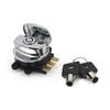 96-up ignition switch, side hinge type. Chrome - 96-10 Softail; 93-11 FXDWG; 08-11 FXDB/C/F/L; 94-13 FLHR/C (NU)