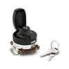 FL style ignition switch, 'electronic'. Flat key. Black - 73-95 FL, FX, FXWG models with dual fuel tank mounted ignition switch (NU)