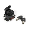 FL style ignition switch, 'electronic'. Round key, black - 73-95 FL, FX, FXWG models with dual fuel tank mounted ignition switch (NU)