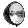 6-1/2" Springer headlamp assembly. 6V. Black - 36-54 H-D with Springer forks. (NU)