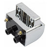 OEM style ignition coil. 12V, 3 ohm. Chrome - 85-99 B.T.(excl. Twin Cam & 95-99 fuel inj. models); 85-03 XL (excl. 98-03 XL1200S). (Dual fire, carbureted) (NU)