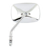 Late OEM style mirror, short stem, left side. Chrome - 65-UP H-D
