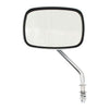 Late OEM style mirror, short stem, left side. Chrome - 65-UP H-D
