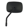 Late OEM style mirror, short stem, left side. Black - 65-UP H-D