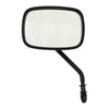 Late OEM style mirror, short stem, left side. Black - 65-UP H-D