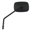 Late OEM style mirror, long stem, left side. Black - 65-UP H-D