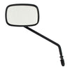 Late OEM style mirror, long stem, left side. Black - 65-UP H-D