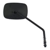 Late OEM style mirror, long stem, right side. Black - 65-UP H-D