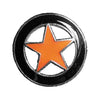 Biker Pins Lone star pin black orange - Fits to your jacket, vest, backpack or anywhere else you want; 1-3/8 inch diameter