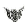 LARGE WING WHEEL MOTORCYCLE PIN - Fits to your jacket, vest, backpack or anywhere else you want; 1-1/4x1-1/8 inch, double wing