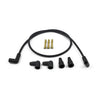 Compu-Fire, 8mm spark plug 2 wire set, universal. Black - upto 1999 H-D style coil connection (excl. Twin Cam & M8)