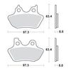 SBS, brake pads. Street Ceramic (organic) - Front/rear: 00-07 B.T. (excl. FXSTS front); 00-03 XL; 02-05 V-Rod (NU)