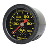 Marshall oil pressure gauge, 0-100 PSI. Black housing -
