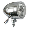 Long Bullet 4" H4 headlamp. No visor. Chrome -