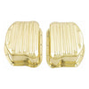 Paughco, rocker covers. Ribbed style brass. Polished - 48-65 Panhead (NU)