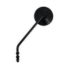 Steel 4" round mirror. Black, long stem - 65-UP H-D