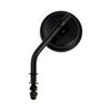 Steel 3" round mirror. Black, short stem - 65-UP H-D