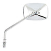Late OEM style mirror, long stem, right side. Chrome - 65-UP H-D