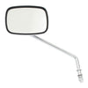 Late OEM style mirror, long stem, right side. Chrome - 65-UP H-D