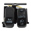 Hi/Low/Horn, handlebar switch set. Black - 96-10 Softail; 96-11 Dyna; 96-13 Touring; 96-13 XL; 02-13 V-Rod(NU)