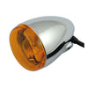 Chris, bullet turn signal. Chrome. Amber lens. Front -