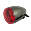 Chris, bullet turn signal. Black nickel. Red lens -