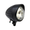 Bullet 4" H4 headlamp. Ribbed & Visor. Black -