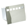 Battery side cover, smooth with 6-hole window. Chrome - 73-85 4-speed electric start FX (excl. Softail); 82-96 XL (NU)