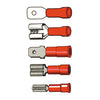Connectors, slide-on terminal PVC, crimp. Red 1/4" male -
