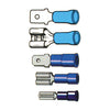 Connectors, slide-on terminal PVC, crimp. Blue 1/4" male -