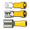 Connectors, slide-on terminal PVC, crimp. Yellow 1/4" male -