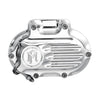 PM transmission end cover Fluted, hydraulic. Chrome - 06-17 Dyna; 07-17 Softail; 07-13(NU)Touring; 14-16(NU)FLHR/C Touring without fairings