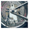 PM, rear 4-p caliper bracket, 11.5". Polished - Universal with 11.5" rotor and 3/4" axle