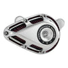 PM, 'Jet' air cleaner kit. Chrome - CV carb: 93-06 B.T.; Delphi inj.: 04-17 Dyna (excl. 2017 FXDLS); 01-15 Softail; 02-07 FLT, Touring (NU)