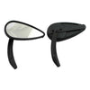 Retro Teardrop mirror set. Black, aluminum grooved stem - 65-UP H-D