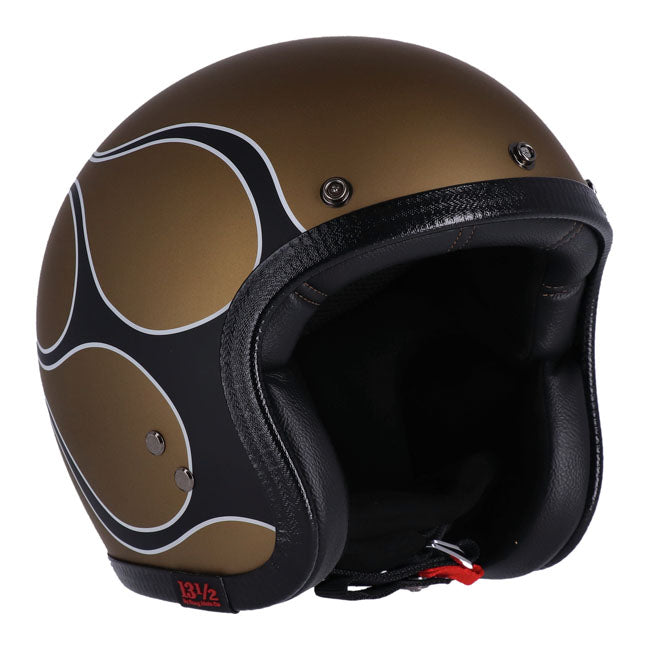 13 1/2 SKULL BUCKET HELMET FLAMES MATT GOLD – Roadside Repair Shop
