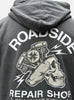 Grey washed shovel skull hooded sweat - comfort fit