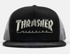 THRASHER LOGO EMBROIDERED MESH CAP BLACK GREY