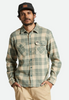 BRIXTON BOWERY STRETCH L/S FLANNEL - TREKKING GREEN/OAT MILK