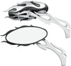 MIRROR KIT FLAME OVAL W/ FLAME STEMS CHROME/BLACK