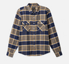 BRIXTON BOWERY L/S FLANNEL - Moonlit Ocean/Bright Gold/Off White