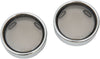 DEUCE-STYLE TURN SIGNAL DEEP-DISH LENS W/ CHROME TRIM RING SMOKE