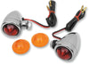 MINI-BULLET MARKER LIGHTS BOLT-MOUNT AMBER/RED LENS CHROME