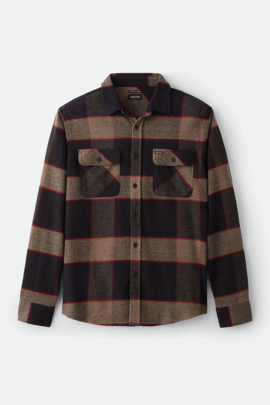 Brixton Bowery L/S Flannel - Heather grey/charcoal